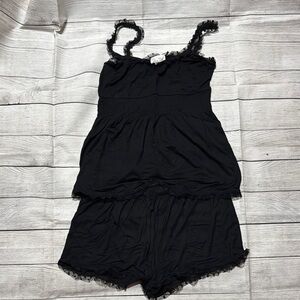 Rená Rofé Black Lace Trim Sleepwear Set size Medium